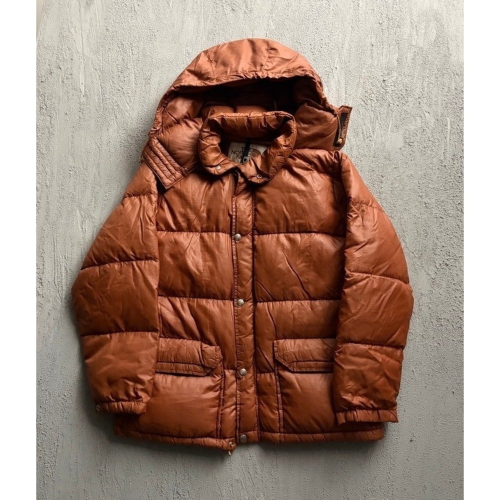 Vintage The North Face Puffer Jacket XS Brown 1970s Brown Label Hooded